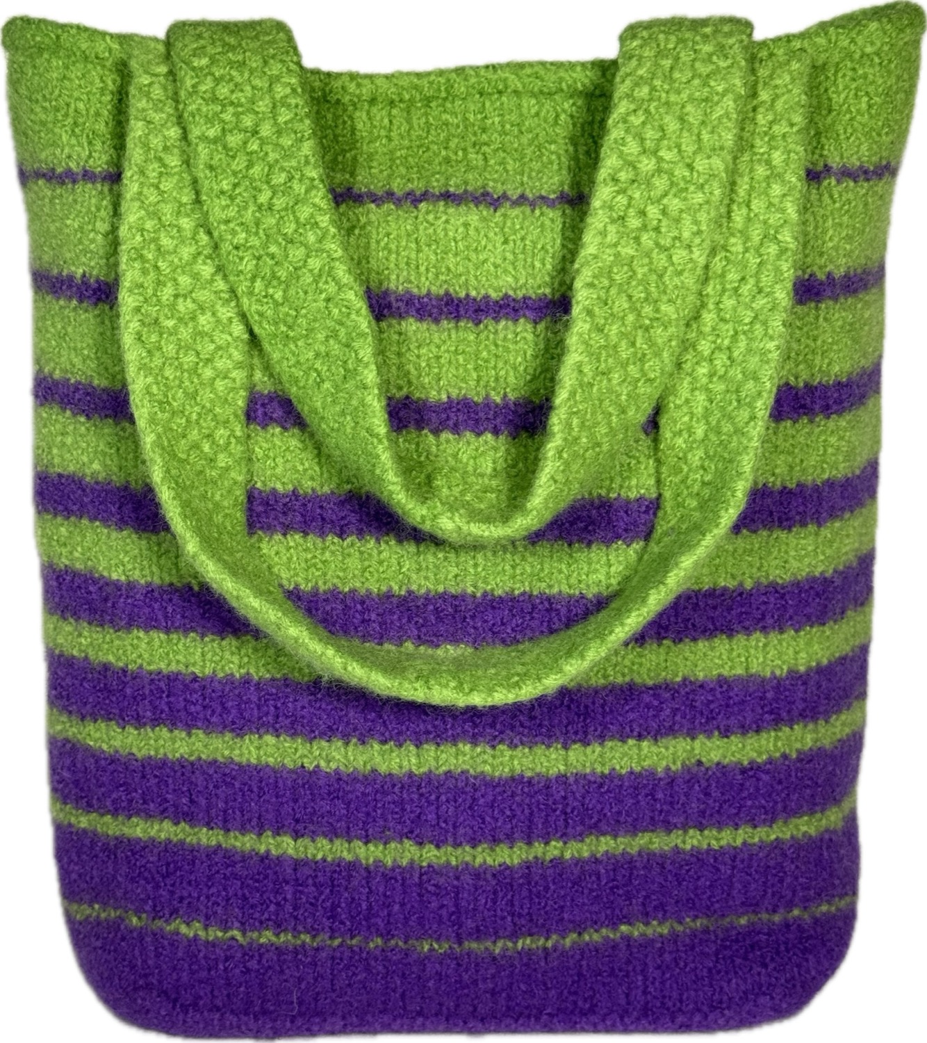 Purple and lime felted tote